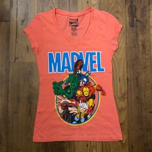 V-Neck Marvel Logo Graphic Tee